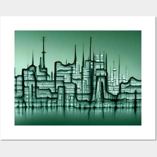 Oscilloscope City Skyline Posters and Art